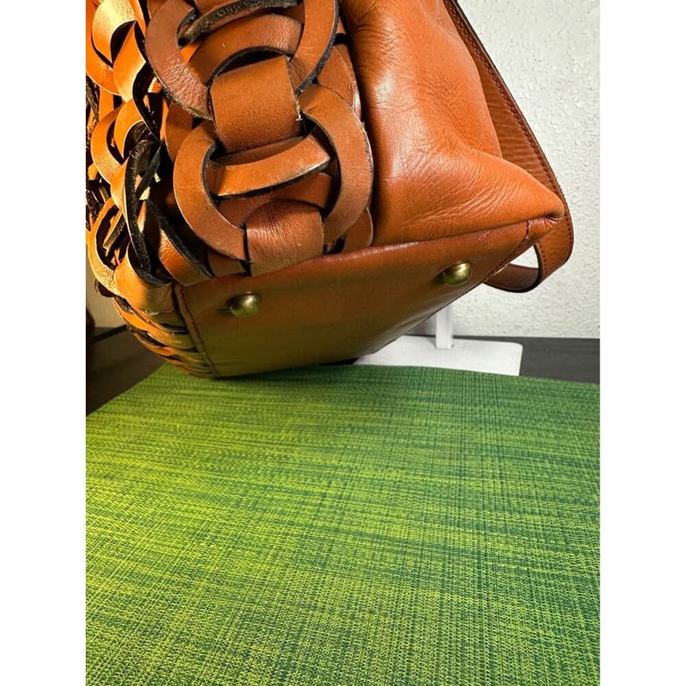 Patricia Nash Nevoso Tote Leather Handbag - Cognac Tan Chainlink - Picture 7 of 10